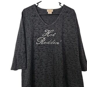 Isaac's Designs Casual Woman's‎ 3/4 Sleeve Blouse Size 1XL Grey & Black